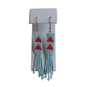 INK+ALLOY Gorgeous Seed Bead Fringe Earrings w/ Striking Geometric Design.